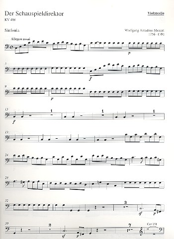 Der Schauspieldirektor KV486&nbsp;&nbsp;für Soli und Orchester&nbsp;&nbsp;Violoncello
