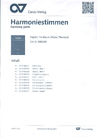Te Deum für gem Chor, Bläser, Pauken,&nbsp;&nbsp;Streicher und Bc&nbsp;&nbsp;Harmoniestimmen (11)