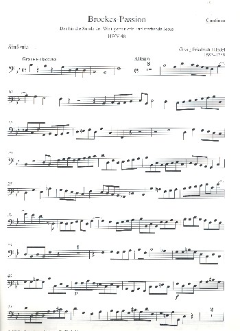 Brockes-Passion HWV48&nbsp;&nbsp;für Soli, gem Chor, Orchester&nbsp;&nbsp;Violoncello/Kontrabass