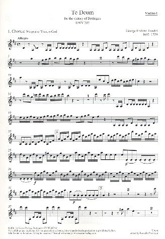 Dettinger Te Deum HWV283&nbsp;&nbsp;für Soli, gem Chor und Orchester&nbsp;&nbsp;Violine 1