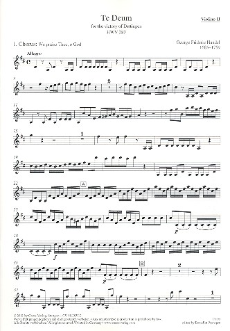 Dettinger Te Deum HWV283&nbsp;&nbsp;für Soli, gem Chor und Orchester&nbsp;&nbsp;Violine 2