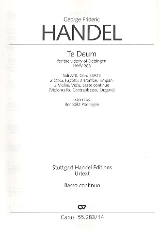 Dettinger Te Deum HWV283&nbsp;&nbsp;für Soli, gem Chor und Orchester&nbsp;&nbsp;Generalbass