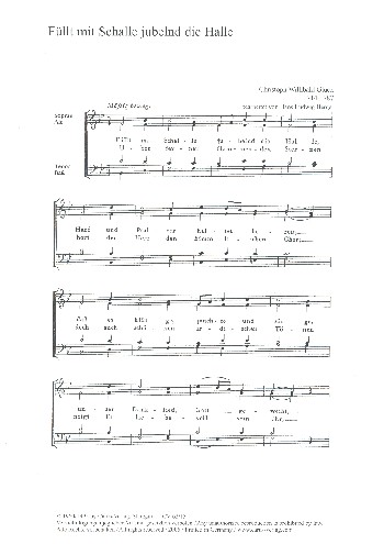 Füllt mit Schalle jubelnd die Halle&nbsp;&nbsp;für gem Chor a cappella&nbsp;&nbsp;Partitur