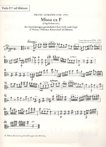 Missa ex F  für gem Chor und Orgel (Instrumente ad lib)  Viola 1