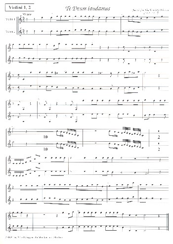 Te Deum laudamus&nbsp;&nbsp;für Soli, gem Chor, Orchester und Orgel&nbsp;&nbsp;Violinen 1 und 2