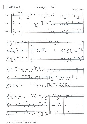 Sonata per Tabula&nbsp;&nbsp;für 3 Blockflöten (SSA), 3 Violinen, 2 Violen und Bc&nbsp;&nbsp;Spielpartitur Blockflöten