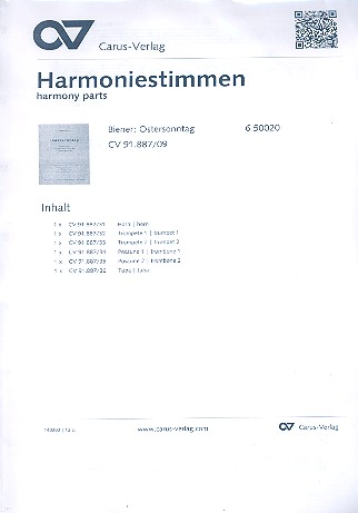 Ostersonntag für gem Chor, 2 Trompeten,  2 Posaunen, (Tuba ad lib) und Orgel  Harmoniestimmen