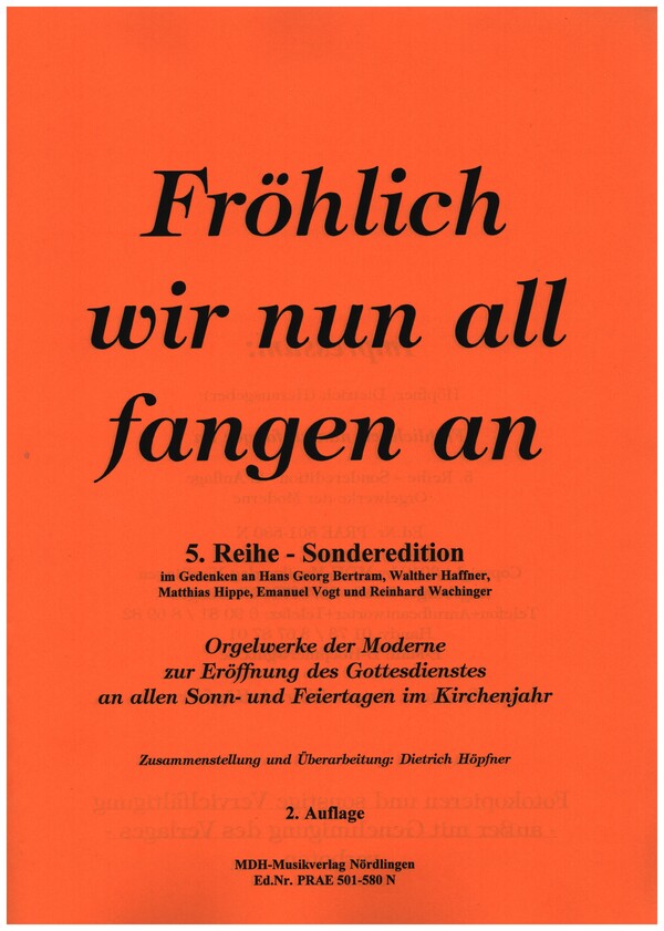 Fröhlich wir nun all fangen an Reihe 5 (Moderne)  für Orgel  