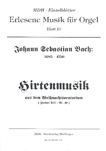 Hirtenmusik in G-Dur  für Orgel  