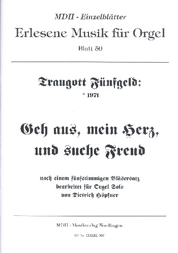Geh aus mein Herz und suche Freud  für Orgel  