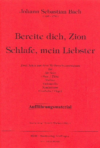 2 Arien aus dem Weihnachtsoratorium  für Alt, Oboe (Flöte), Violine und Bc  2 Partituren und Stimmen