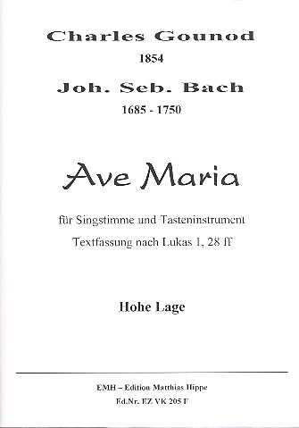 Ave Maria für Gesang (hoch) und  Tasteninstrument  Partitur