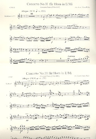 Konzert Nr.11&nbsp;&nbsp;für Horn in E und Orchester&nbsp;&nbsp;Stimmensatz