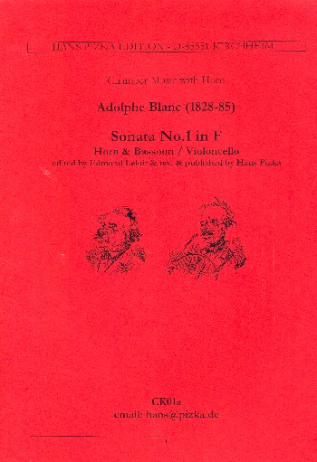Sonata No.1 F-Dur  für Horn und Fagott (Violoncello)  2 Spielpartituren