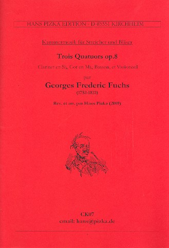 3 Quartette op.8  für Klarinette, Fagott, Horn in Es und Violoncello  Partitur und Stimmen