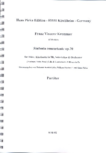 Sinfonia concertante op.70&nbsp;&nbsp;für Flöte, Klarinette, Violine und Orchester&nbsp;&nbsp;Partitur