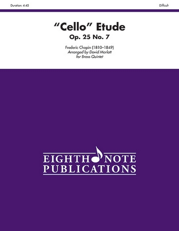 Cello Etude op.25,7  for tuba solo, trumpet in Eb, flugel horn, horn in F and trombone  score and parts