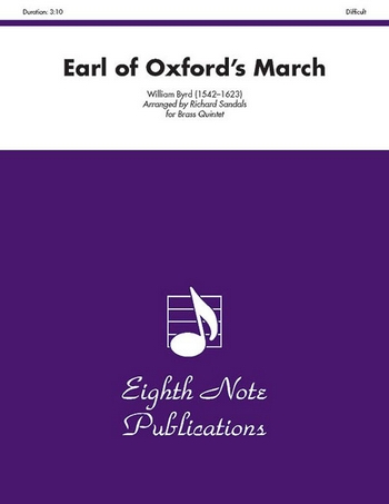 Earl of Oxford's March  for 2 trumpets, horn in F, trombone and tuba  score and parts