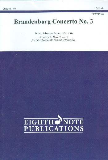 Brandenburg Concerto no.3&nbsp;&nbsp;for interchangeable woodwind ensemble (fl,ob,clar, sax, fag, horn)&nbsp;&nbsp;score and parts