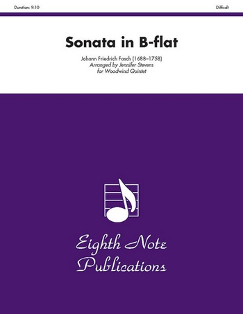 Sonata in B-flat  for flute, oboe, clarinet, horn and bassoon  score and parts