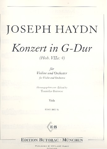 Konzert G-Dur Hob.VIIa:4&nbsp;&nbsp;für Violine und Orchester&nbsp;&nbsp;Viola
