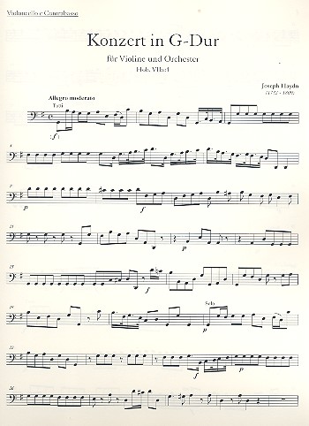 Konzert G-Dur Hob.VIIa:4&nbsp;&nbsp;für Violine und Orchester&nbsp;&nbsp;Violoncello/Kontrabass