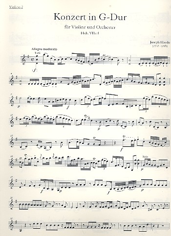 Konzert G-Dur Hob.VIIa:4&nbsp;&nbsp;für Violine und Orchester&nbsp;&nbsp;Violine 2
