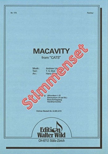 A.L.Webber / arr. H.G.Kölz Macavity (aus 'Cats'  Akkordeon-Orchester  Stimmen Set