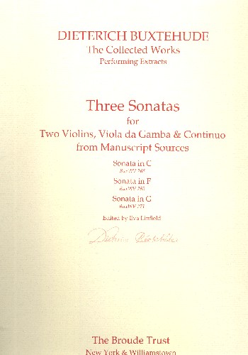 3 Sonatas  for 2 violins, viola da gamba and Bc  score and parts
