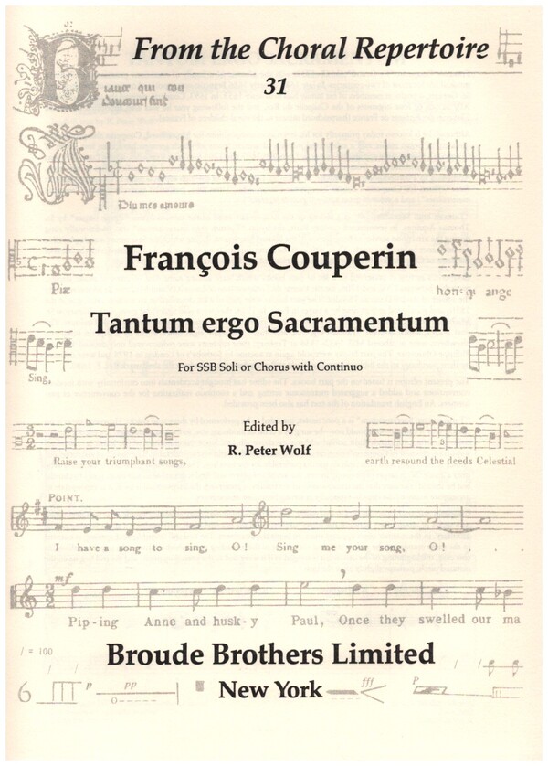 Tantum ergo Sacramentum  for soli (SSB) (mixed chorus) and Bc  vocal score