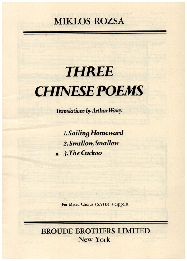 3 Chinese Poems op.35 - The Cuckoo  for mixed chorus a cappella  vocal score (en)