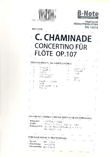 Concertino op.107  für Flöte und Orchester  Stimmen (Streicher 5-4-3-2-2)