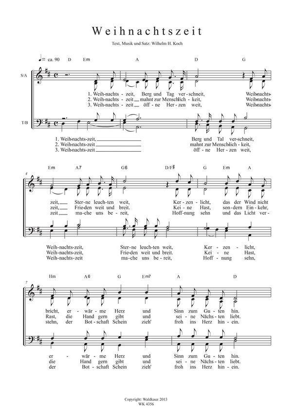 Koch, Wilhelm H.&nbsp;&nbsp;Weihnachtszeit - für Chor SATB a cappella&nbsp;&nbsp;