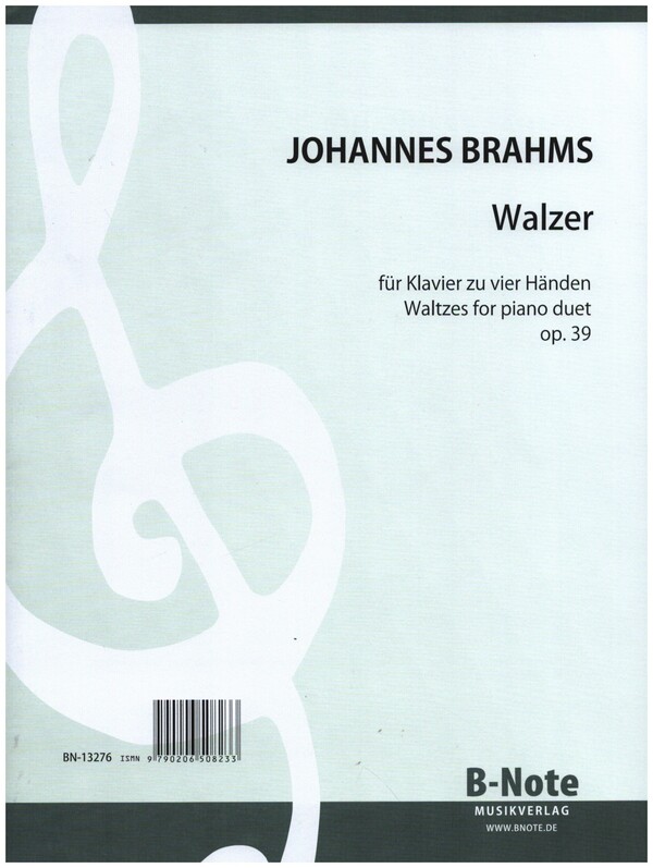 Walzer op.39&nbsp;&nbsp;für Klavier zu vier Händen&nbsp;&nbsp;
