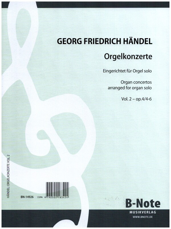 Orgelkonzerte Band 2 op.4 Nr.4-6&nbsp;&nbsp;für Orgel solo&nbsp;&nbsp;