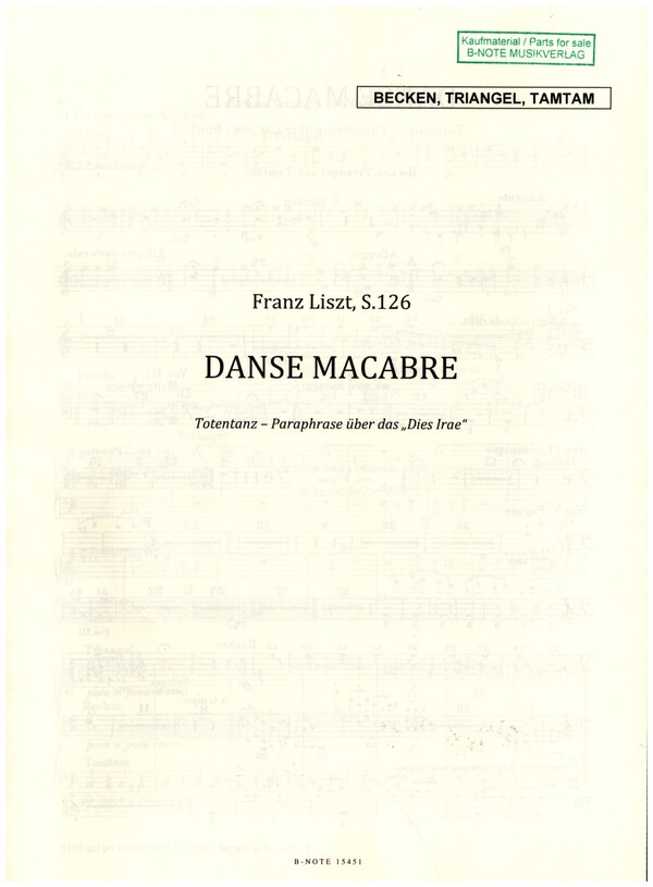 Danse macabre S126  für Klavier und Orchester  Stimmensatz (Streicher 5-4-3-2-2)