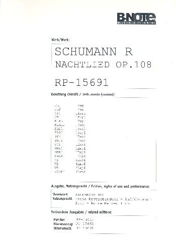 Nachtlied op.108&nbsp;&nbsp;für gem Chor und Orchester&nbsp;&nbsp;Stimmensatz (Streicher 5-4-3-4)