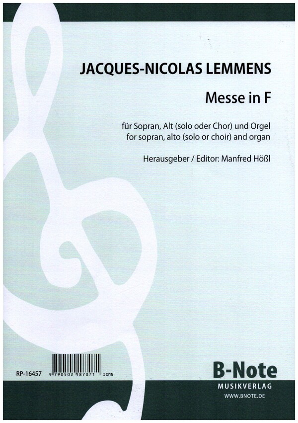 Messe F-Dur &nbsp;&nbsp;für Sopran, Alt (solo oder Chor) und Orgel&nbsp;&nbsp;