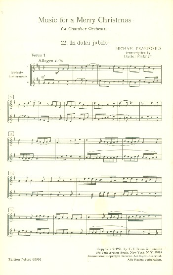 In dulci jubilo  for chamber orchestra  Score and Parts