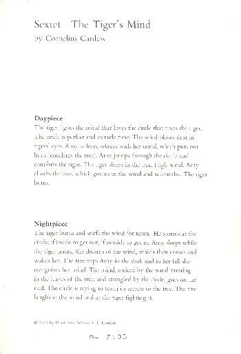 Sextet - The Tiger's Mind&nbsp;&nbsp;für Kammerensemble&nbsp;&nbsp;instruction