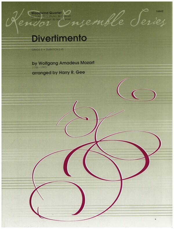 Divertimento&nbsp;&nbsp;for flute, oboe (flute), Bb clarinet and bassoon (bass clarinet)&nbsp;&nbsp;score and parts
