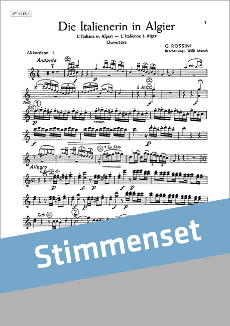 Rossini, Gioaccino Antonio&nbsp;&nbsp;Italienerin in Algier&nbsp;&nbsp;Akkordeonorchester Stimmenset