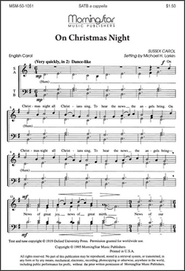 Michael Larkin&nbsp;&nbsp;On Christmas Night&nbsp;&nbsp;SATB divisi, a cappella