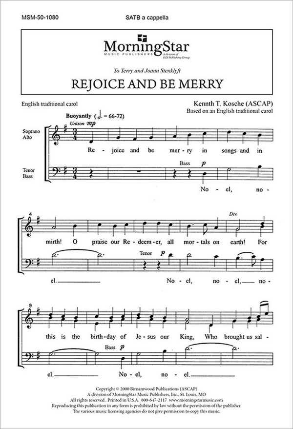 Kenneth T. Kosche&nbsp;&nbsp;Rejoice and Be Merry&nbsp;&nbsp;SATB a Cappella