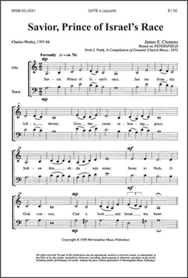 James E. Clemens&nbsp;&nbsp;Savior, Prince of Israel's Race&nbsp;&nbsp;SATB a Cappella