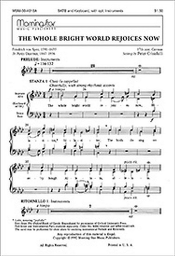 Peter Crisafulli&nbsp;&nbsp;The Whole Bright World Rejoices Now&nbsp;&nbsp;SATB, Opt. Two C Instruments, Handbells, Percussion (CHORAL SCORE)