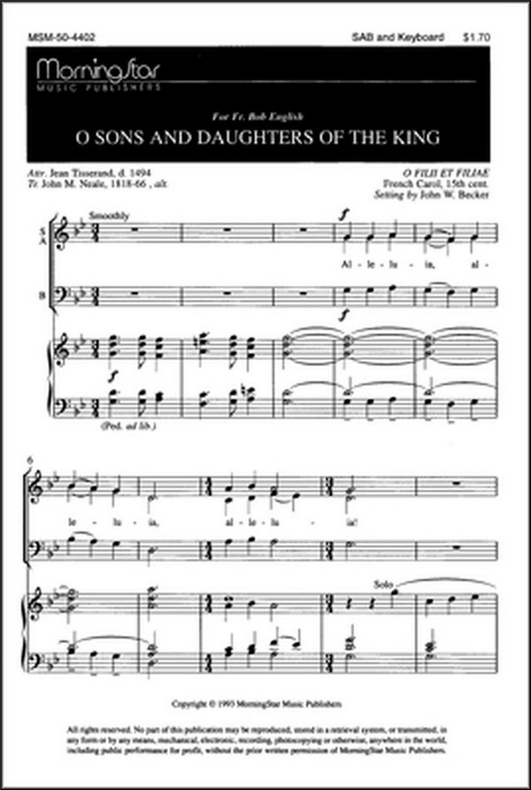 John W. Becker&nbsp;&nbsp;O Sons and Daughters of the King&nbsp;&nbsp;SAB, Keyboard