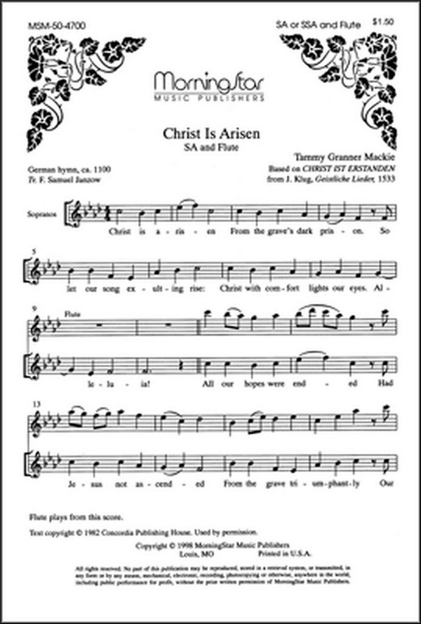 Tammy Granner Mackie&nbsp;&nbsp;Christ Is Arisen&nbsp;&nbsp;SSAA, Flute