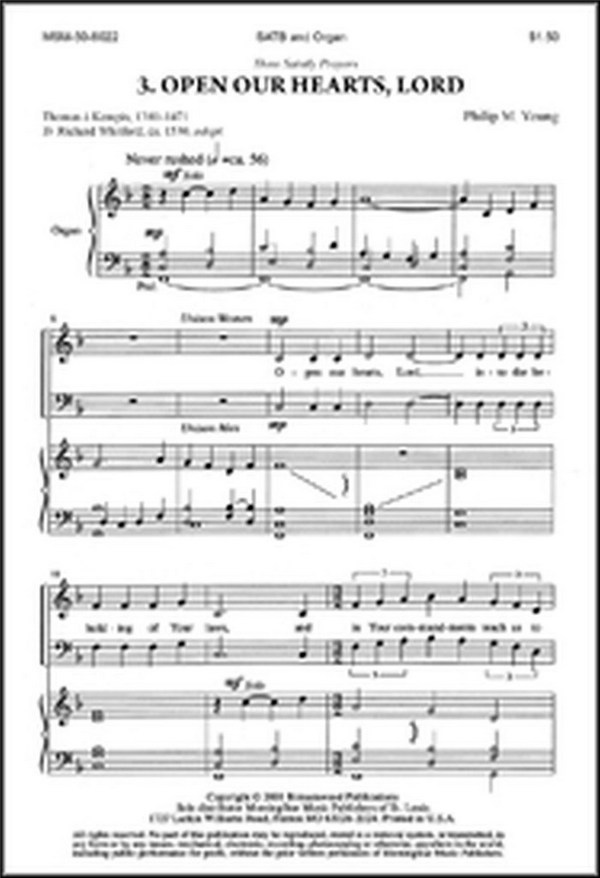 Philip M. Young&nbsp;&nbsp;Open Our Hearts, Lord&nbsp;&nbsp;SATB and Organ