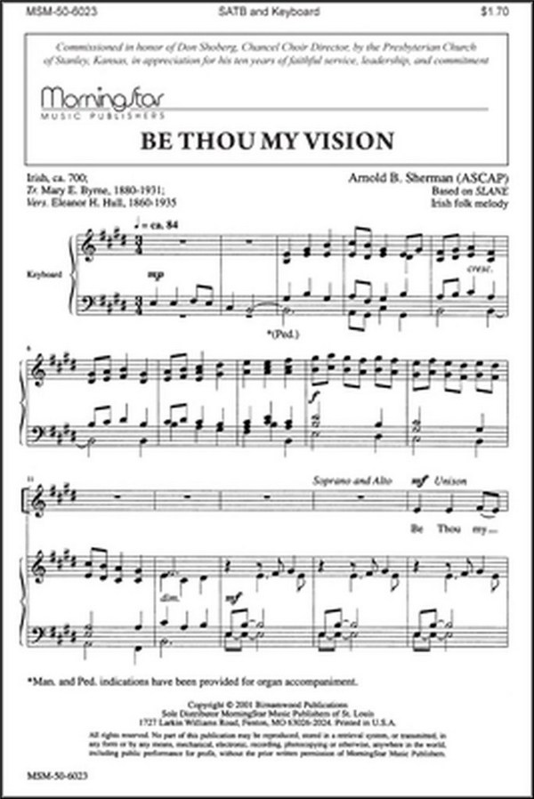 Arnold B. Sherman&nbsp;&nbsp;Be Thou My Vision&nbsp;&nbsp;SATB and Keyboard
